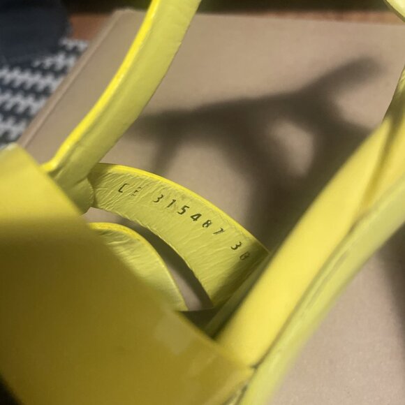 SAINT LAURENT TRIBUTE LEATHER PLATFORM HEEL SANDALS Yellow - Picture 9 of 9